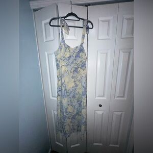 Floral Maxi Dress in Blue and Yellow